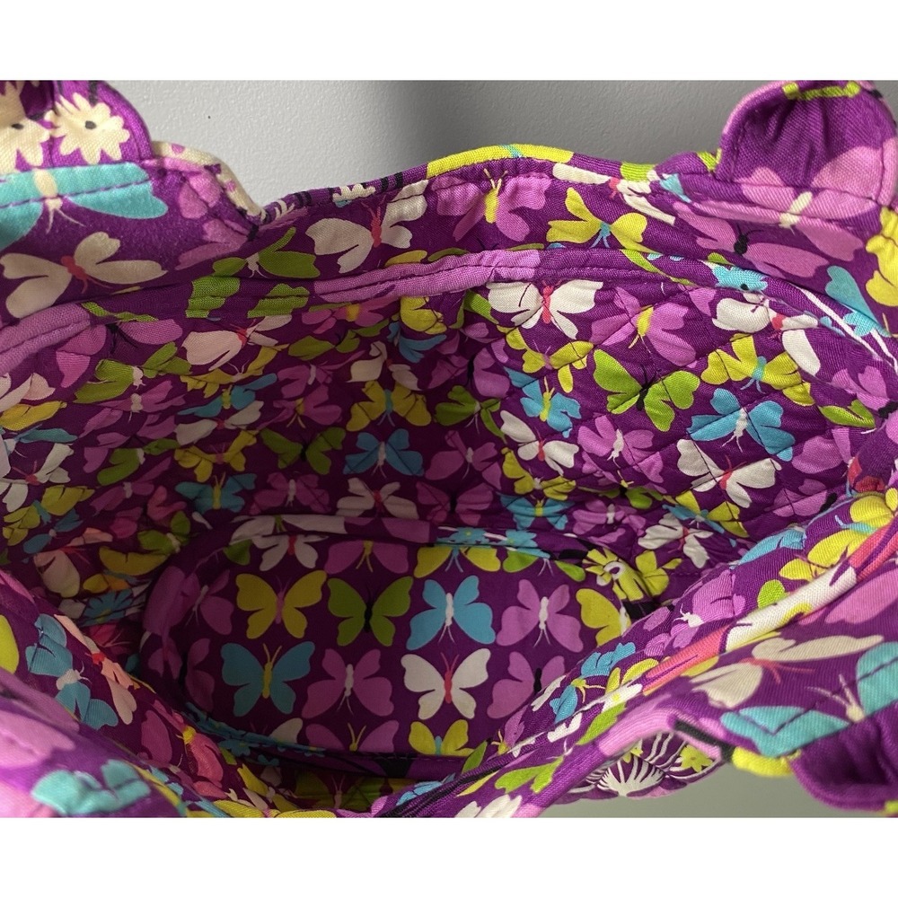 Vera Bradley Flutterby Purse Shoulder Bag Purple Flower Butterfly NWT 8.5x12x4" - Picture 11 of 11